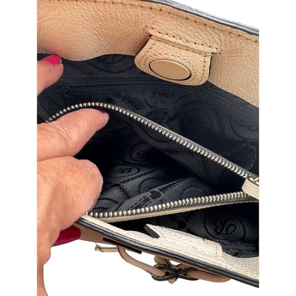 Brighton Ferrara Levia Lorenza Vallera Bucket White Leather Shoulder Bag Braided - Picture 9 of 16